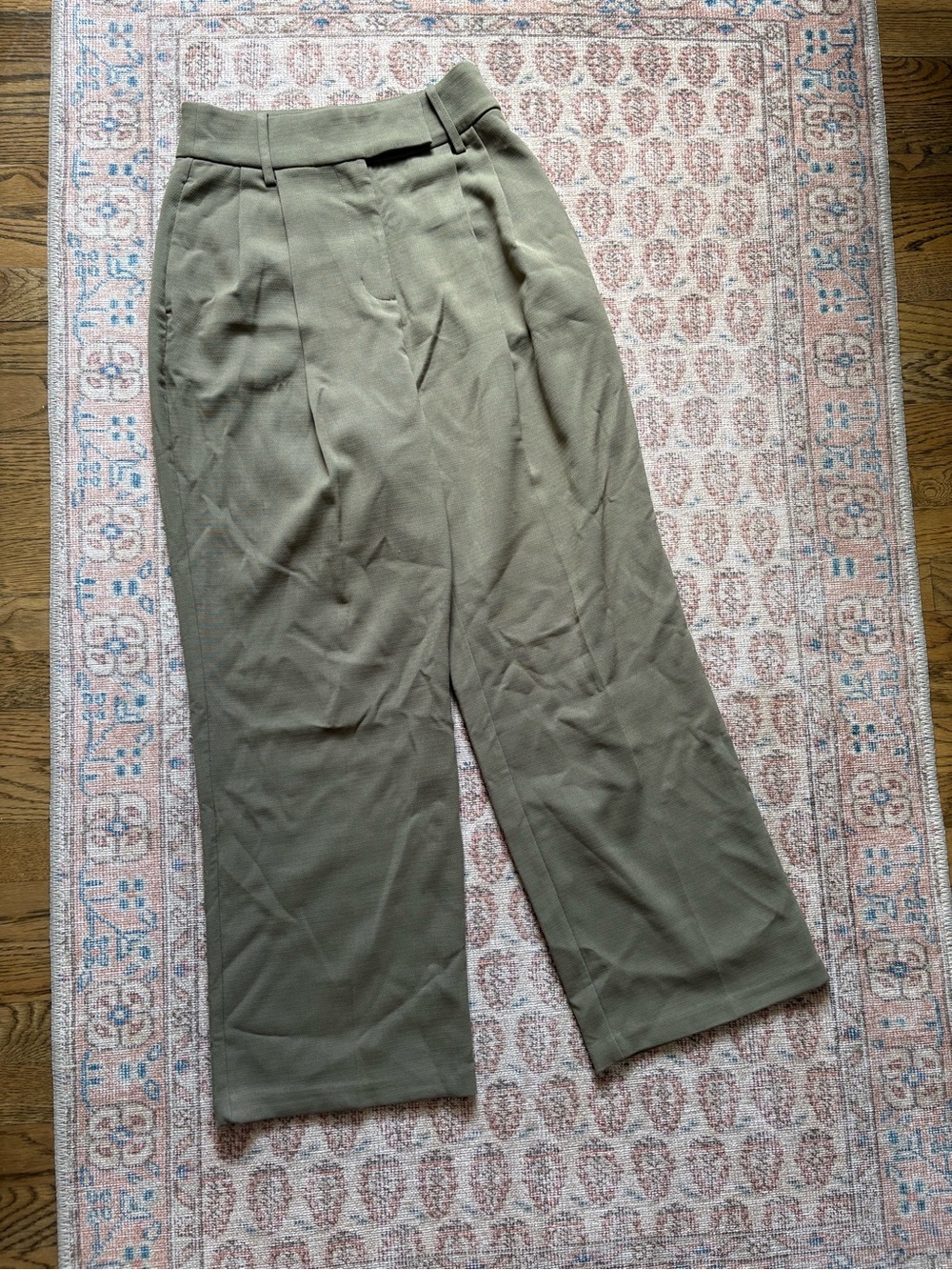 OAK + FORT Olive Green Wide-Leg Pants